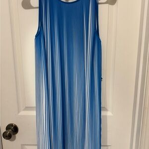 Blue and White Striped Sleeveless Dress